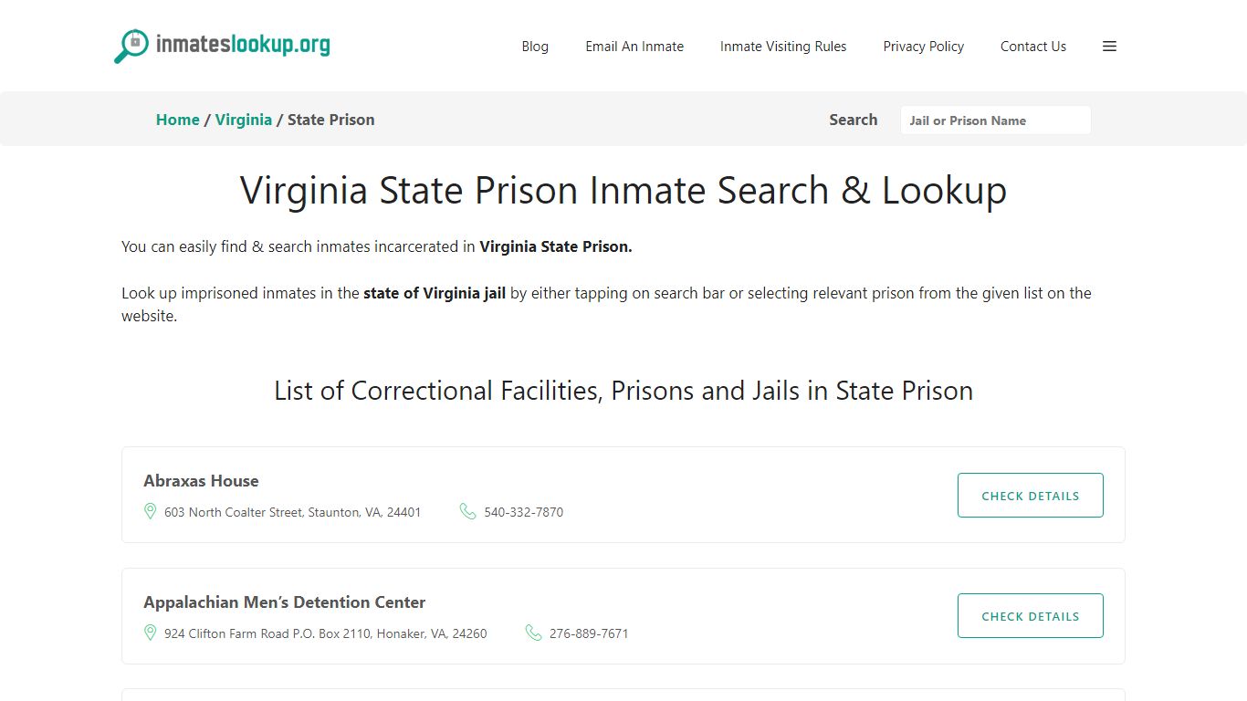 Virginia State Prison Inmate Search & Lookup